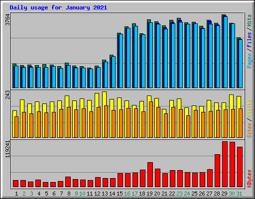 Daily usage for January 2021