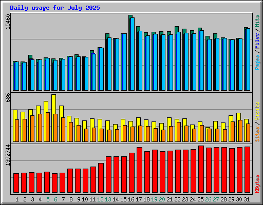 Daily usage for July 2025