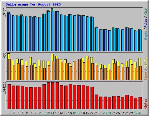 Daily usage for August 2025