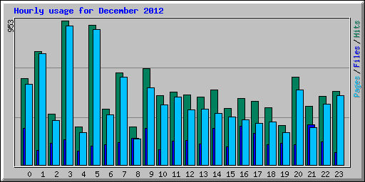 Hourly usage for December 2012